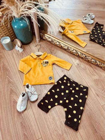 Taille 1 mois ensemble 2 pièces garçon Kiabi jaune et gris * hero * 💙