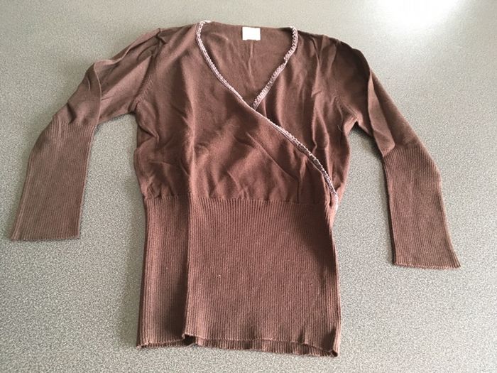 Pull léger marron Camaïeu 38
