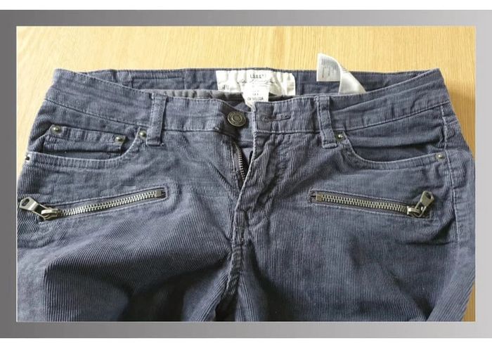 Pantalon velours femme H&M T38 long 98cm gris - photo numéro 3