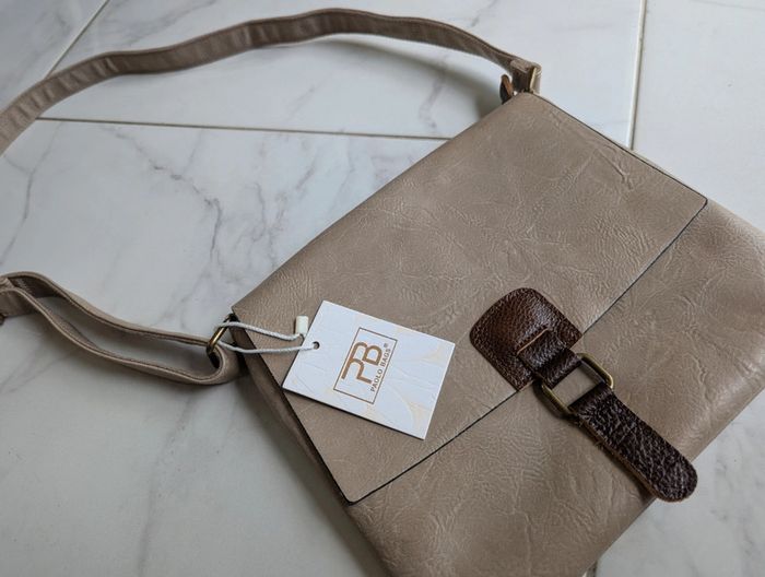 Sac bandoulière Paolo Bags - effet cuir beige et marron - photo numéro 3