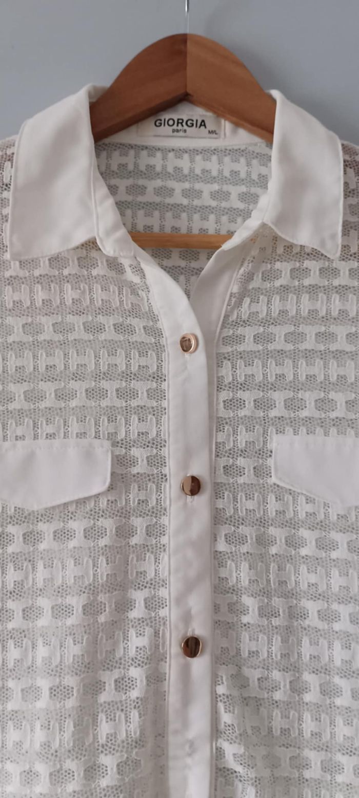 Chemise Blouse à boutons blanche "Giorgia" Taille M/L - photo numéro 3