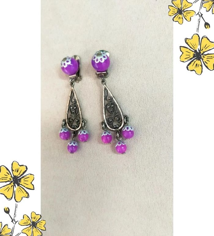 Boucles d’oreilles à clip perlées – Collection Reflets de Lavande - photo numéro 2