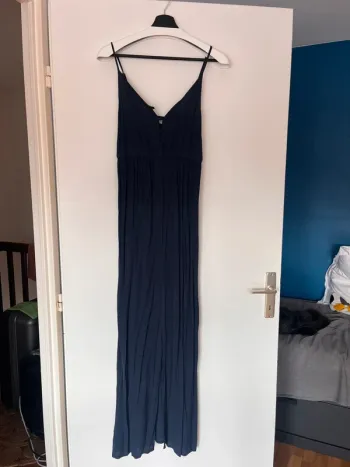 Robe longue bleue Promod – fluide, fendue et boutonnée – Taille M