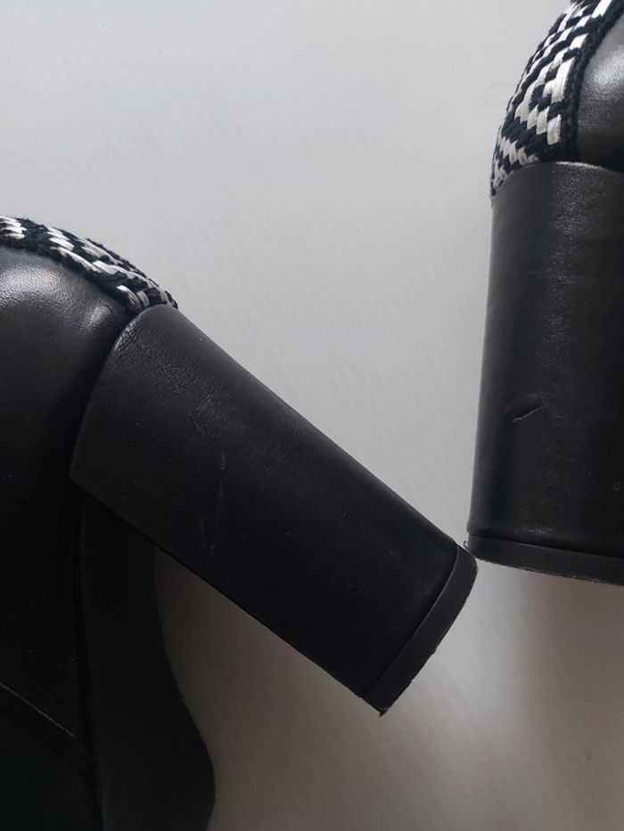 Bottes cuir synthétique et suédine effet peau de pêche avec liseré argenté pointure 37 - photo numéro 10