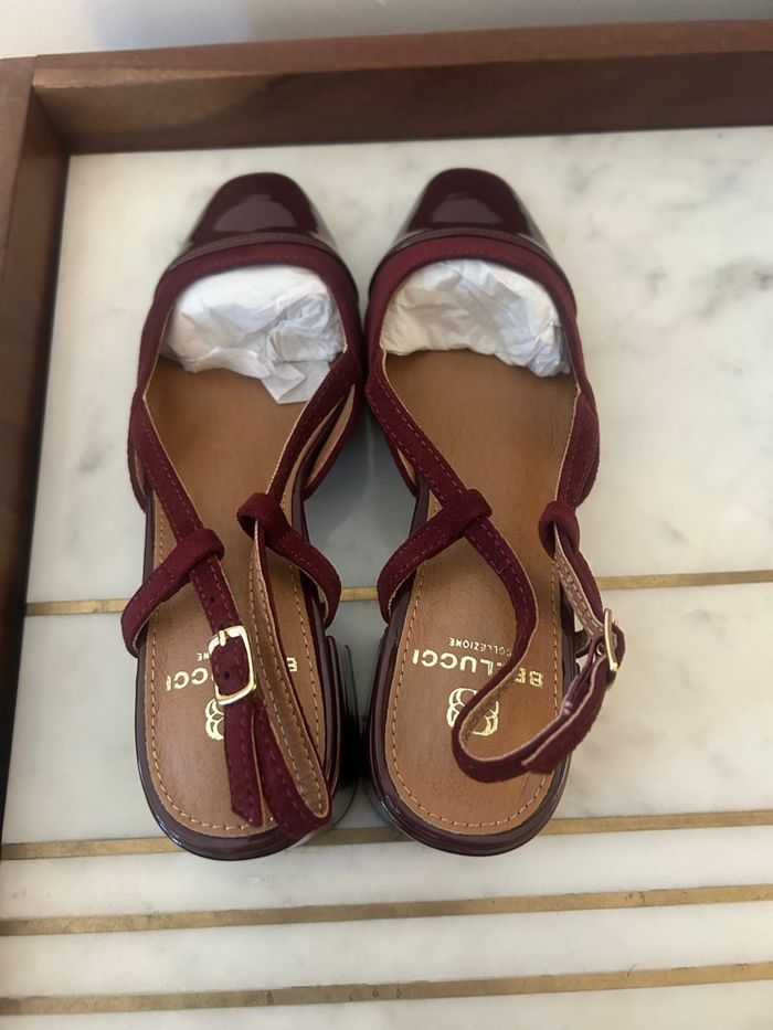 Escarpins Slingback style Jonak, taille 36, bordeaux - photo numéro 5