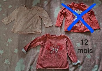 Lot de 2 tee-shirts 12 mois, un avec un papillon et un à poids