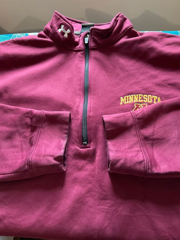 Sweat polaire 1/4 zip bordeaux pour homme Under Armour Minnesota Gophers taille L 322 - photo numéro 7