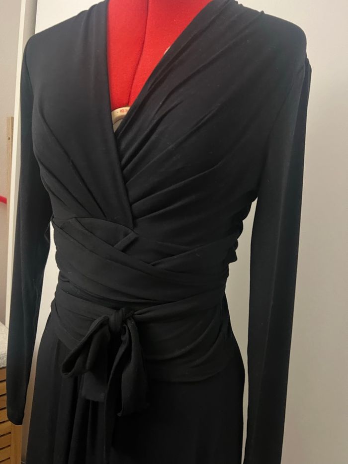 Robe drapée manches longues noire Cabi - photo numéro 7