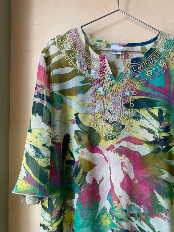 Robe voile brodé multicolore Yi Xiang XL - photo numéro 3