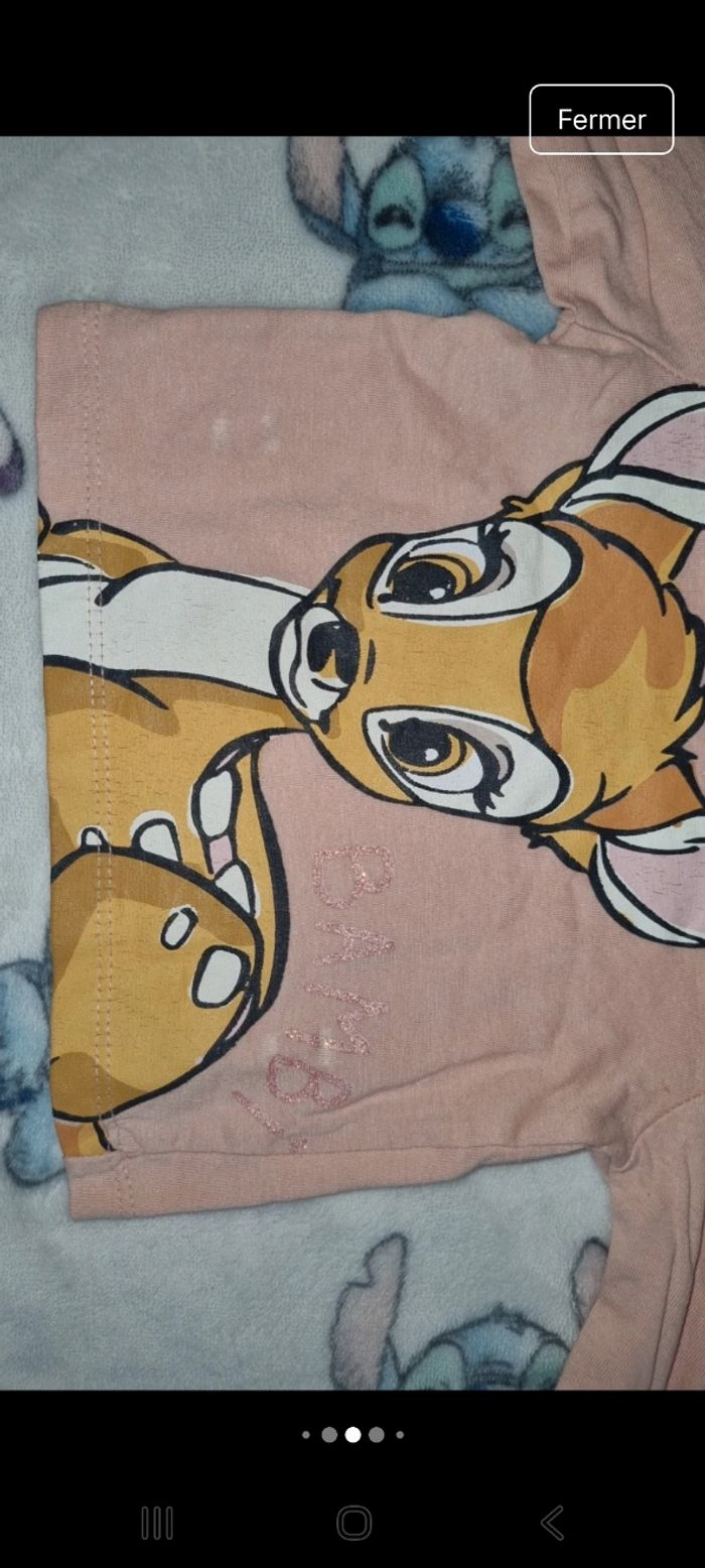 Tee-shirt manche longue bambi 3 mois en bon état - photo numéro 4