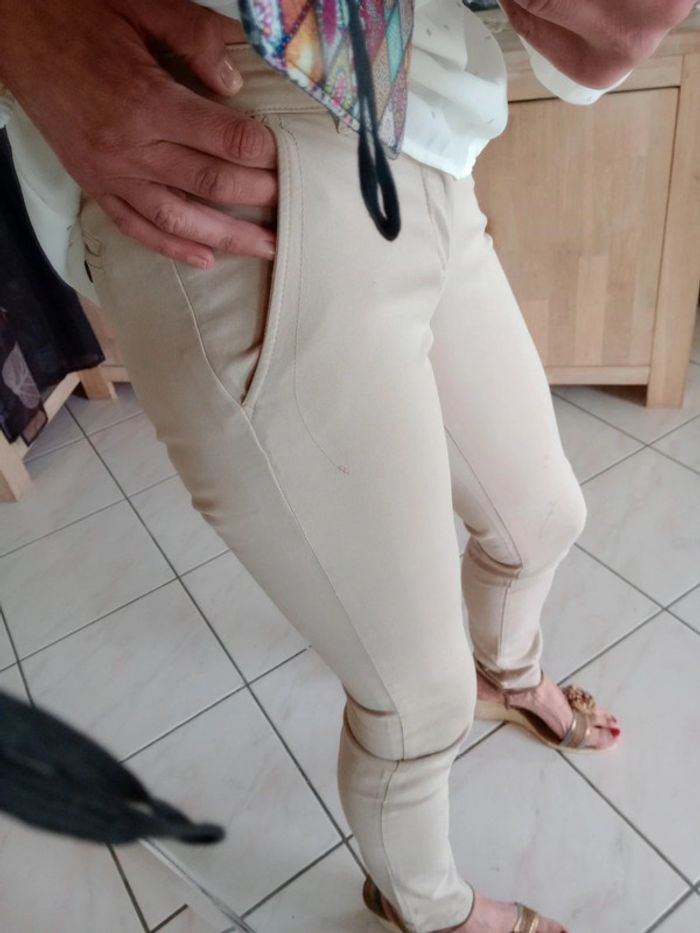 Pantalon femme 34 beige c78 - photo numéro 5