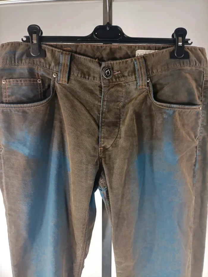 Teddy Smith - Tie & Dye Bleu Marron Pantalon Homme Style - Trend A185 - photo numéro 2