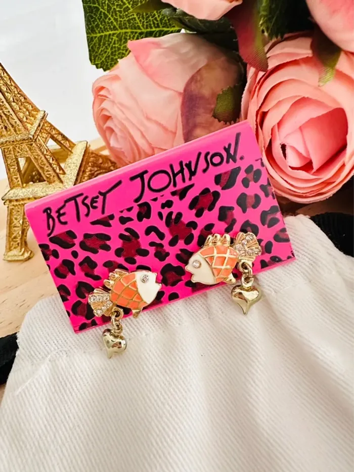 🐟Boucles d’oreilles poisson orange Betsey Johnson - photo numéro 4