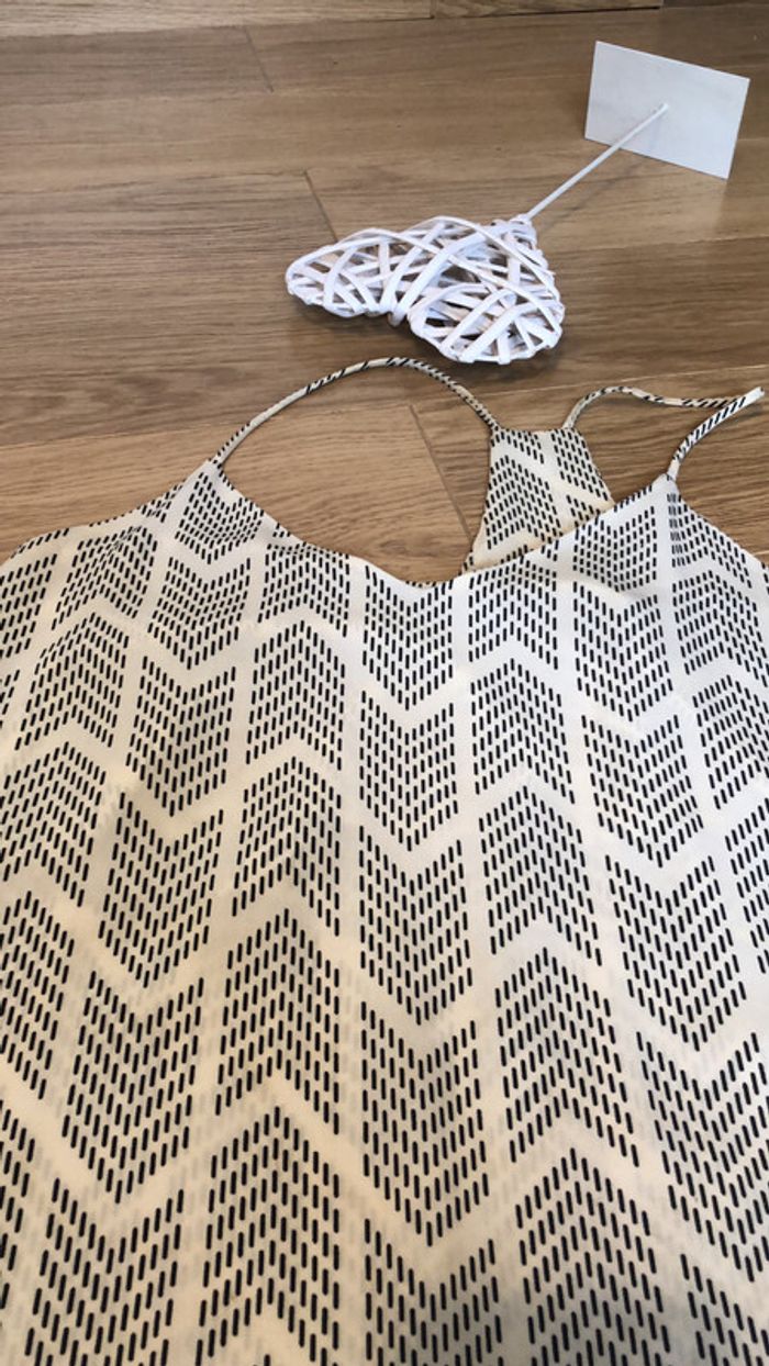 Caraco imprimé crème et noir motifs géométriques taille M - photo numéro 3