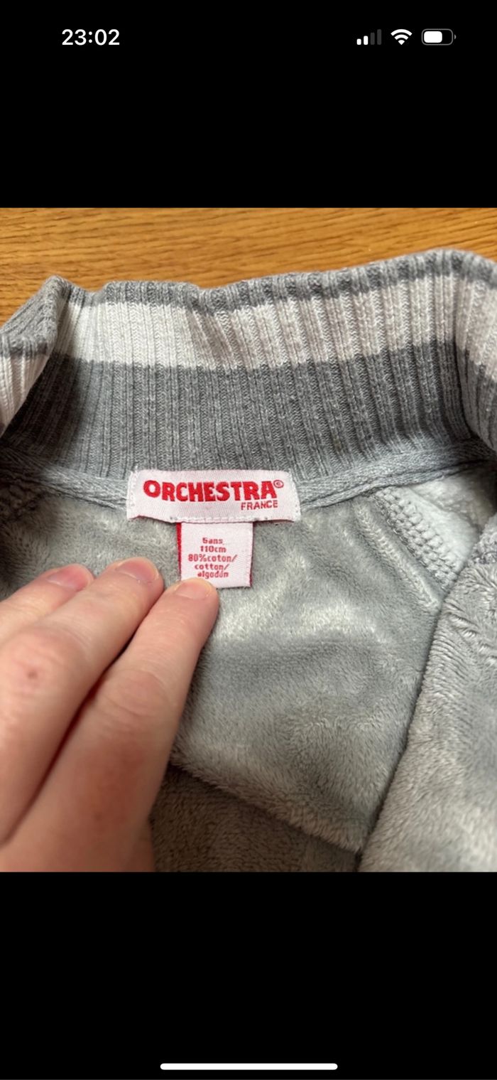 Veste/ gilet zipper chaud garçon orchestra 5 ans - photo numéro 2