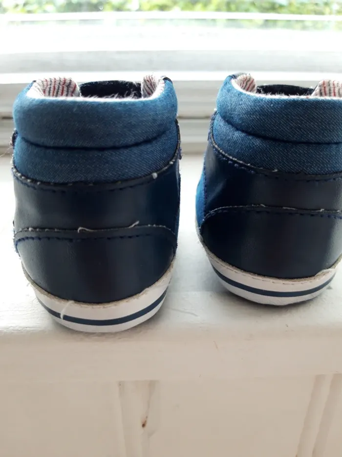 Chaussures Basket jeans Bleu OBAIDI bébé 6 mois à 12 mois, taille 18, mix matières, tissu imprimé et - photo numéro 4