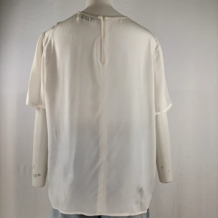 Blouse ivoire Valentino Miss V en soie, manches courtes fluides, élégante taille 42 A1201 - photo numéro 5