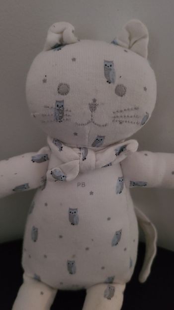 DOUDOU PETIT BATEAU CHAT BLANC HIBOU CHOUETTE PANTIN