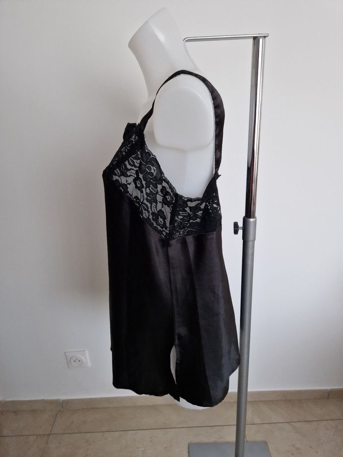 Débardeur noir effet satiné avec dentelle Bleu Bonheur - photo numéro 3