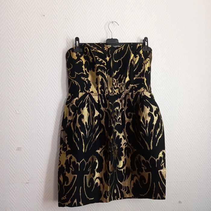 Robe bustier de fête cocktail 42 dorée et noire