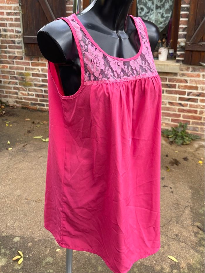 💖 Débardeur fuchsia à dentelle florale – La Redoute – Taille 38 - photo numéro 2