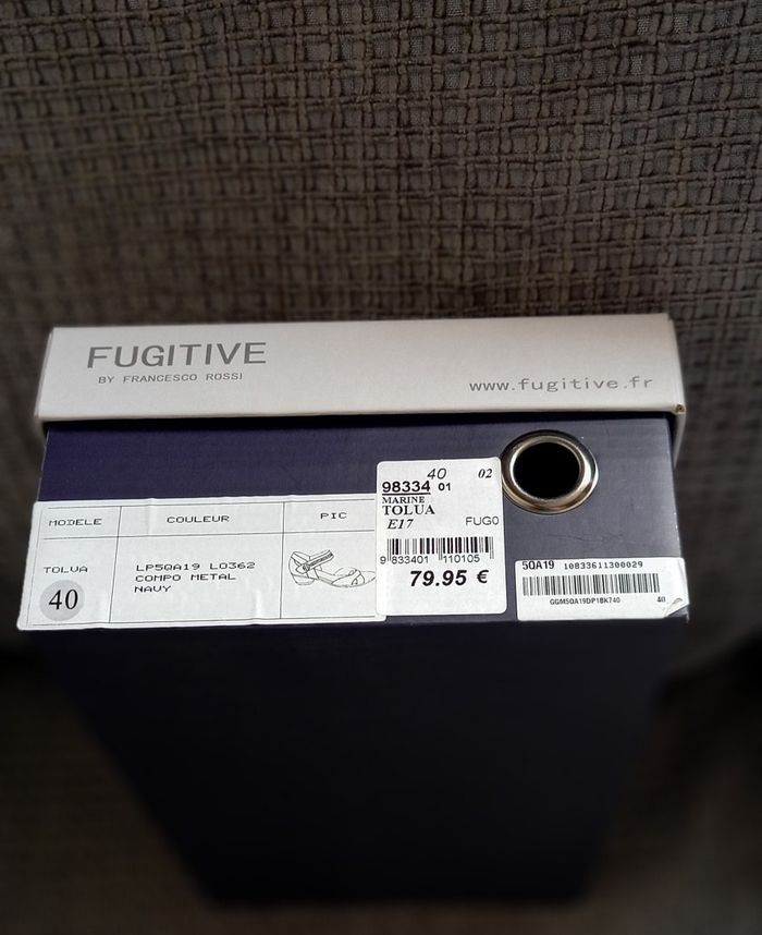 Chaussure escarpin Fugitive Tolua Metal Navy pointure 40 - photo numéro 4