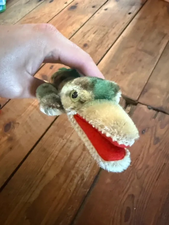 Peluche très ancienne crocodile Gaty Steiff 33cm alligator vert collection - photo numéro 9