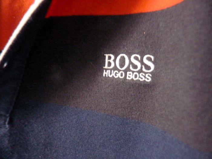 Polo garçon Hugo Boss 12 ans TBE bleu rayé manches longues - photo numéro 3