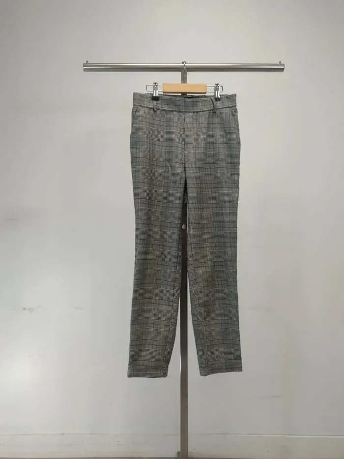 Pantalon Vero Moda XS tartan avec bandes turquoises sur le côté - ceinture élastique - photo numéro 3