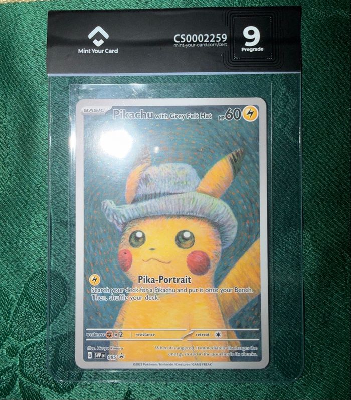 Carte Pokémon Van gogh Pikachu Grey Felt Hat pré-grade 9 Promotion - photo numéro 2