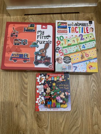 Lot de 3 jeux éducatif, puzzle, livre