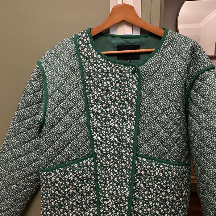 Veste matelassée réversible motif fleuri Kiabi - Verte & blanche - photo numéro 5