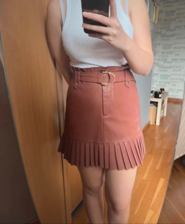 jupe similicuir rose zara taille S