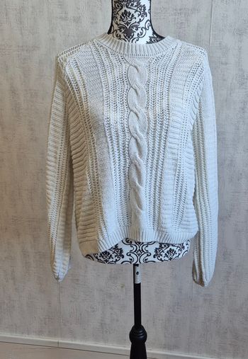 Pull torsadé femme blanc Jennyfer taille XS 34