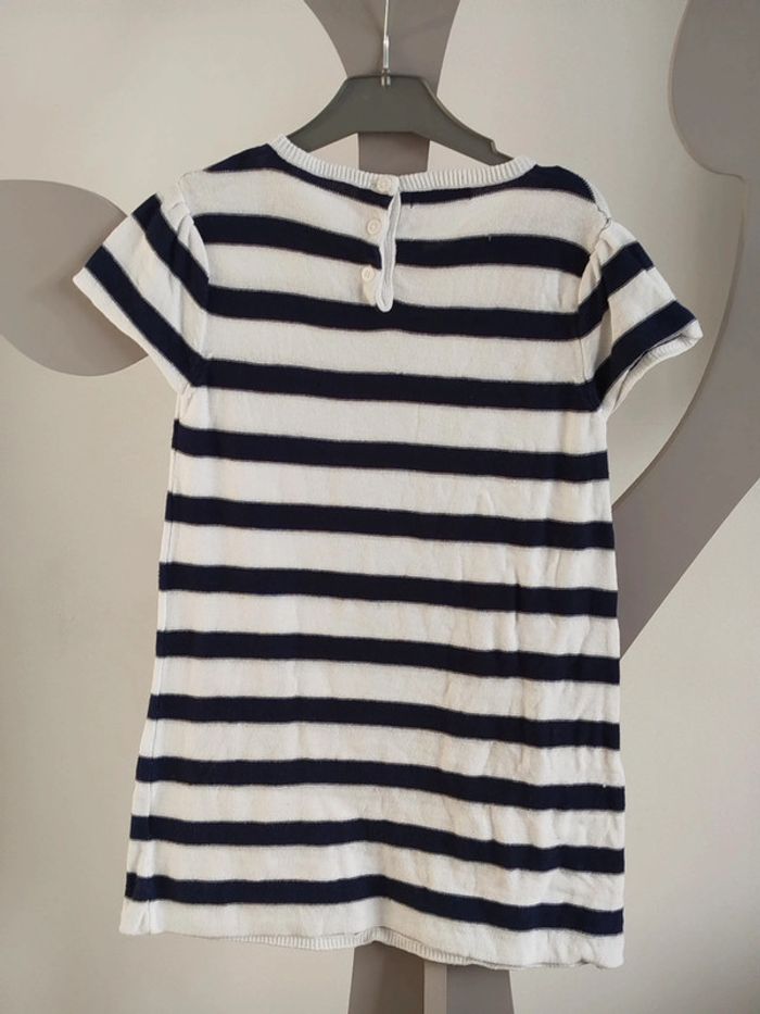 Robe pull manches courtes marinière bleu marine et blanche Influx taille 8 ans - photo numéro 2