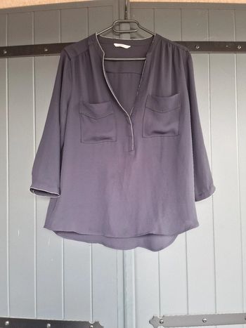 Chemise bleu marine avec minis perles argentées