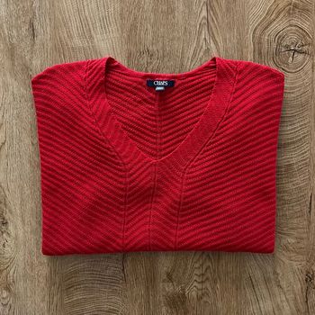 Beau pull col V rouge CHAPS pour femme, taille XL