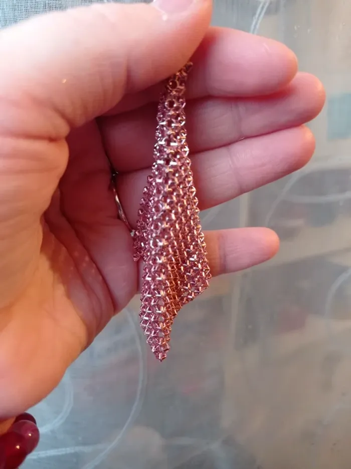 Boucles d'oreilles géométrique femme rose a strass - photo numéro 4
