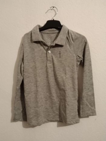 polo léger gris manches longues garcon 5 ans