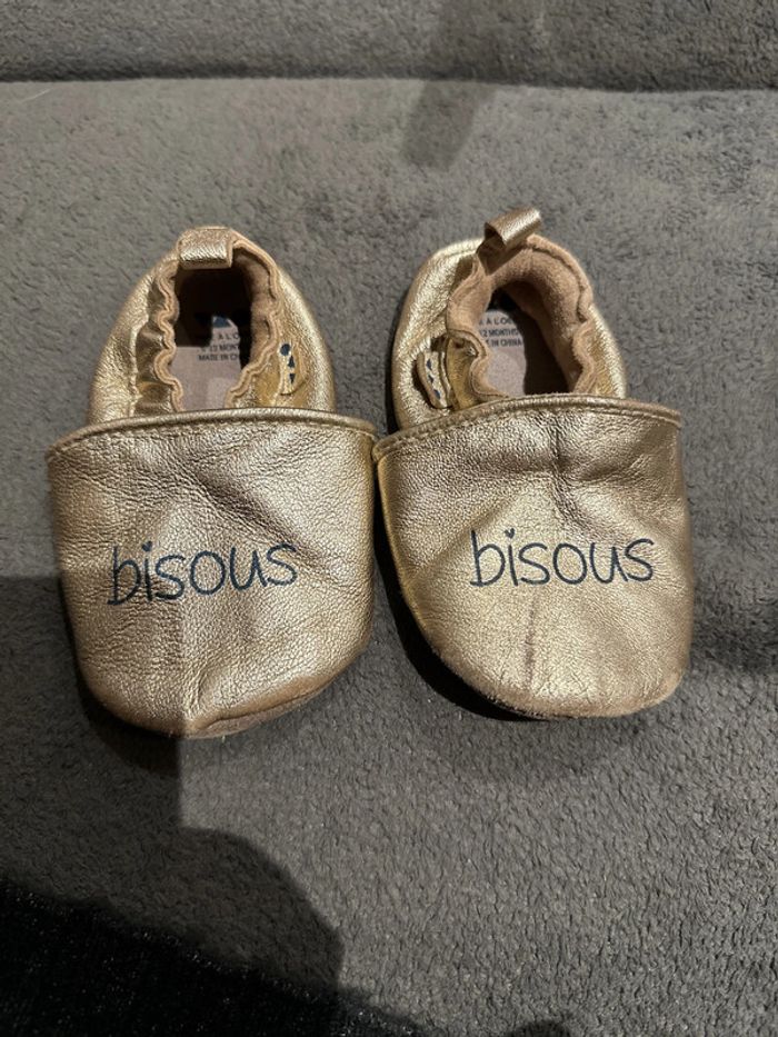 Chaussons en cuir doré Tape à l’œil 6/12 mois
