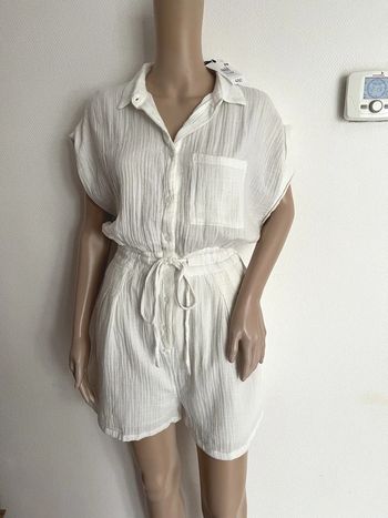 Combi short blanc écru taille 34, 100% coton