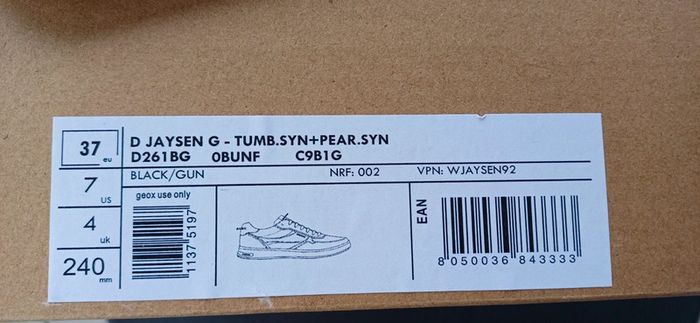 Paire de baskets sneakers geox jaysen noires pointure 37 - photo numéro 8