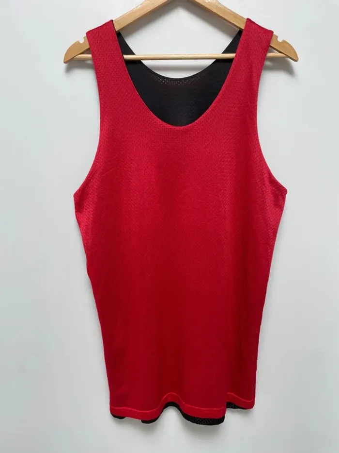 Reversible Mesh tank top jersey débardeur maillot sports red black Eastbay Adult Medium - photo numéro 2