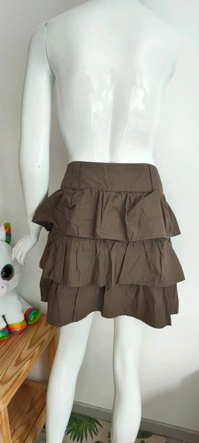 Jupe marron a volants, 100% coton - photo numéro 2