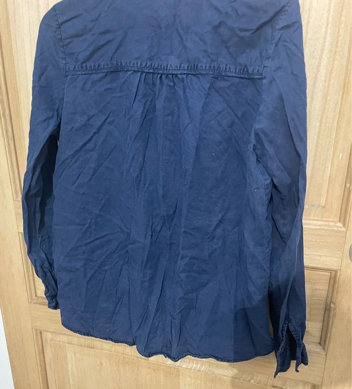 Chemisier manches longues bleu simple basic uni taille S - photo numéro 12