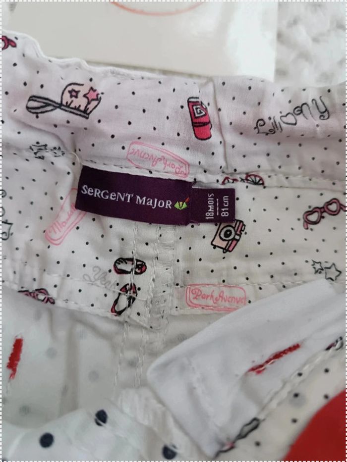 🔸Pantalon Sergent Major Blanc à Petits Pois Noirs – 18 Mois🔸 - photo numéro 2