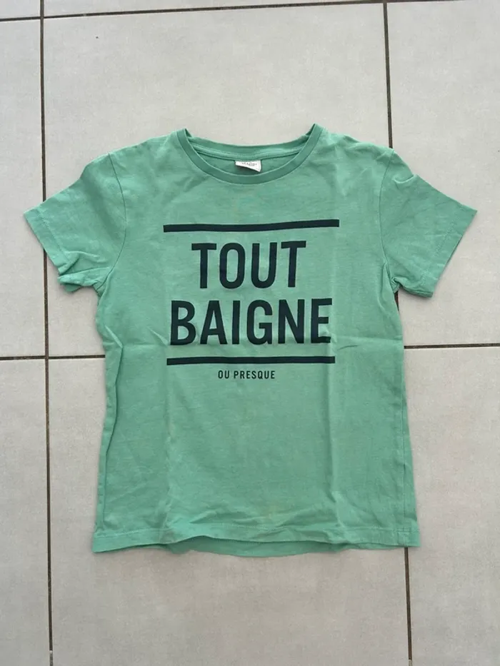 Tee shirt manches courtes TAO vert d’eau 8 ans