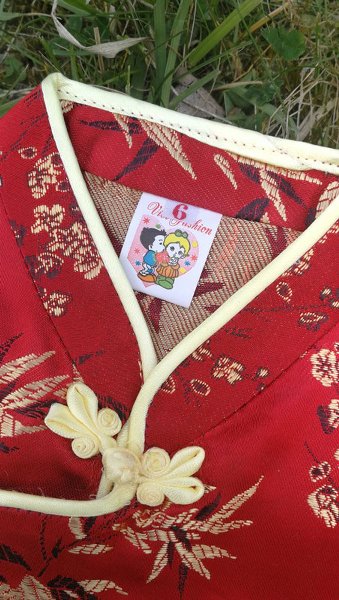 Haut rouge brodé traditionnel asiatique pour enfant - photo numéro 5