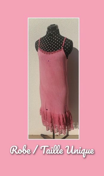 Robe effet délavé tie & die dentelle strass rose / rouge Taille Unique