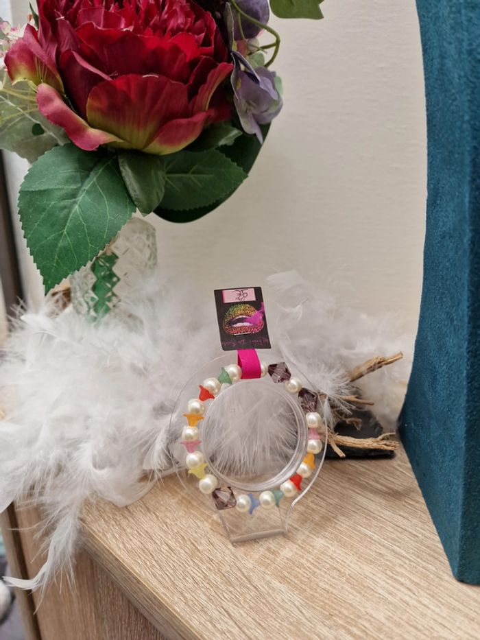 Bracelet Fleurs Multicolore Perles - photo numéro 3